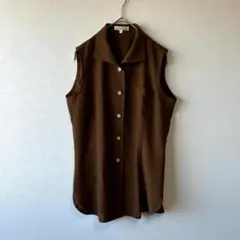 LUVA JUNIOR トップス シャツ ブラウン М ノースリーブ 透け感