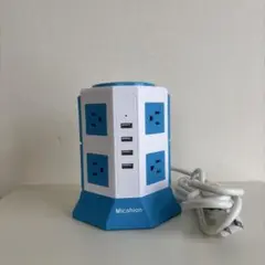 Micshion タワー電源タップ　水色