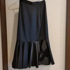 サテン マーメイドスカート 黒 日本製