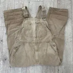 【USED】dickies ダック地　ベージュ オーバーオール　34×30