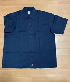 00s Dickies 半袖シャツ2XL ネイビー ワークシャツ