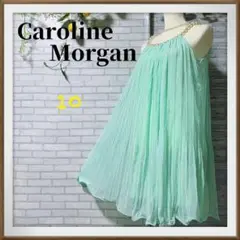 映え Caroline Morgan ミントグリーン プリーツ パーティードレス