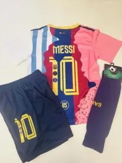 160cm限定モデル　メッシ　子供サッカーユニフォーム三点セット