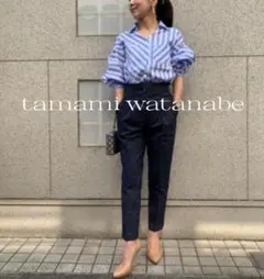 タマミワタナベ　ハイウエストデニム　ストレッチ　共布ベルト　ショップチャンネル