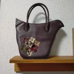 鳥バッグ 北欧 花 ブラウン インテリア ハラコ