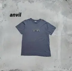 90s anvil 刺繍 Tシャツ グレー　Lサイズ　USA製　ヴィンテージ