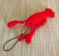 赤いザリガニ あみぐるみ ストラップ ハンドメイド