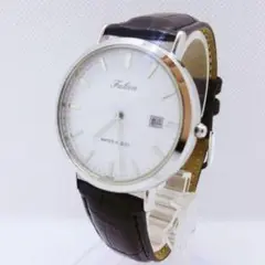 【新品】シチズン CITIZEN Q&Q シンプル腕時計 革ベルト 白 黒