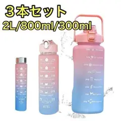 ３本セット ウォーターボトル 2L 800ml 300ml タイムマーカー 水筒