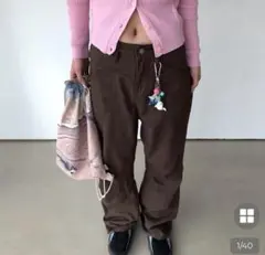 NUGU haku ストリートワイドパンツ brown