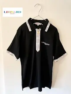 美品♪LEONARD ロゴテープ ポロシャツ 半袖 M ブラック