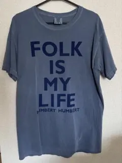 ハンバートハンバート　ヴィンテージ加工Tシャツ M ブルー(実質Lサイズ)