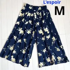 L'espoir ガウチョパンツ 花柄 ネイビー M