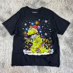 ニコロデオンクリスマスTシャツ/USA製/ビッグプリント/ブラック