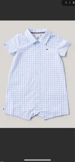 TOMMY HILFIGER BABY ギンガムショートオール　ブルー　74