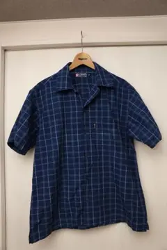 CHAPS RALPH LAUREN ネイビー チェック柄 半袖シャツ M