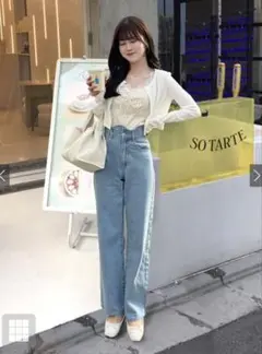 ウエストウェーブデザインデニムパンツ［gn290］