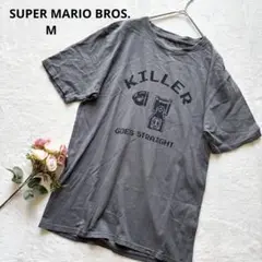 スーパーマリオブラザーズ ダークグレー Tシャツ M シンプル ゲーム