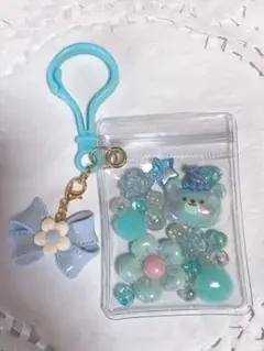 キャンディーバッグキーホルダー くま 水色系