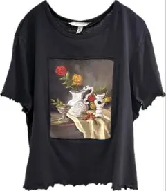 H&M PRINTED T-SHIRT プリントTシャツ XL ダークグレー