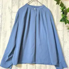 美品✨ナチュラルビューティーベーシック ブルー 長袖 ブラウス シャツ M