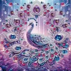 ダイヤモンドアート　色鮮やかな孔雀　クリスタル　30×30 製作ツール付き