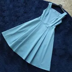 FOXEY NY 38 フィット&フレア ワンピース ロイヤルブルー