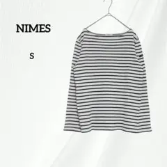 NIMES ニーム ボーダー 長袖 カットソー　ロンT　Ｓ　ネイビー　ホワイト