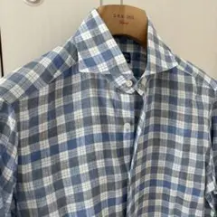 【美品、値下げ】バルバ　チェック　リネンシャツ　　フイナモレ