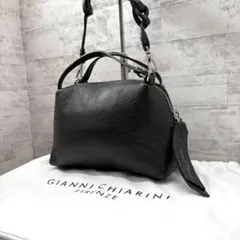 美品✨️ ジャンニキャリーニ アリファS ショルダーバッグ 2way 黒 レザー
