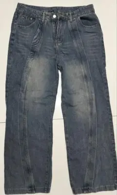 新品未使用 メンズデニムダークブルー デニムパンツ ストレート XL