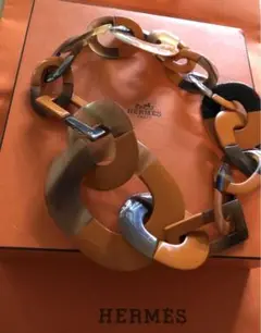美品 Hermes バッファローホーン ネックレス