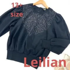 Leilian レリアン コード刺繍 パプスリーブニット 4695