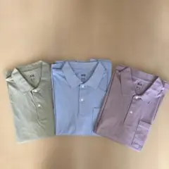 【美品】UNIQLO エアリズム　ポロシャツ 3色　カーキー、ラベンダー、水色