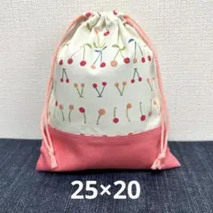 ハンドメイド　巾着袋　さくらんぼ柄