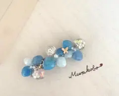 ブルーのお花のバレッタ　No.2256