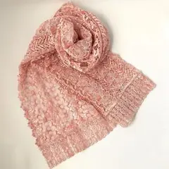 ピンク ケミカルレース 花柄 ストール