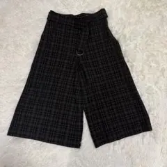 【MICHEL KLEIN】（38） ガウチョパンツ　チェック柄　ブラック