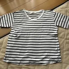 ボーダーTシャツ honeys M 白黒 ポケット付き