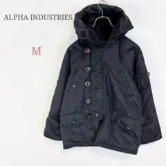 ＊アルファインダストリーズ【M】メンズモッズコート フード付き ロゴ入り