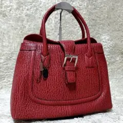 美品✨JRA公認　エレファント　象革　トートバッグ　マグネット開閉　赤色