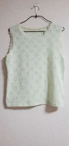 ノースリーブ タンクトップ　レース　ストレッチ　パステルカラー　M～Lサイズ