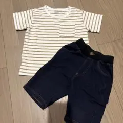 CLOSSHI ストライプTシャツとデニム風パンツセット 110cm