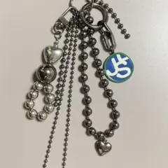 シルバー ハート型チャーム キーホルダー