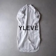 美品 イレーヴ バンドカラーのシャツワンピース YLEVE リネン混 X93