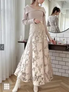 【タグ付き新品】GRL オーガンジーオパール花柄フレアスカート[tu523]