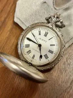 JUSTY Swiss Movt 手巻き 懐中時計 大きめサイズ 稼働品