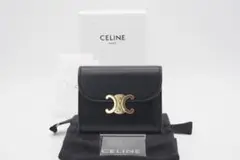 CELINE 三つ折り財布 トリオンフ スモール フラップウォレット ブラック
