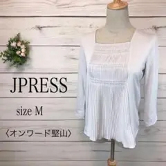 【JPRESS】プリーツデザインスクエアネックブラウス エレガント 人気 M