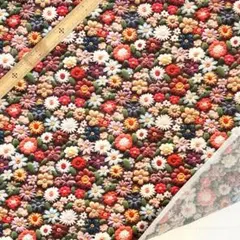 D52　3D立体プリント生地 花柄 丸っこい小さい花 ポリコットン ハギレ 輸入